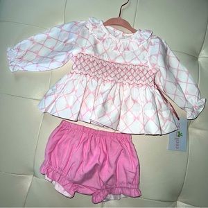 Baby Girls Cecil and Lou Pink & White Long-sleeve Outfit Size:6Months Brand New!